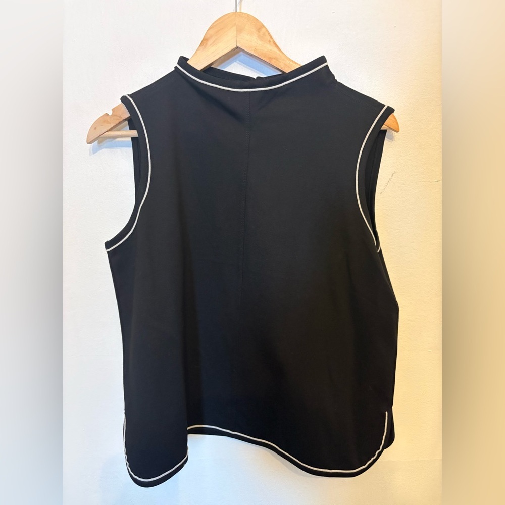 Max Studio Black Sleeveless Top with White Trim